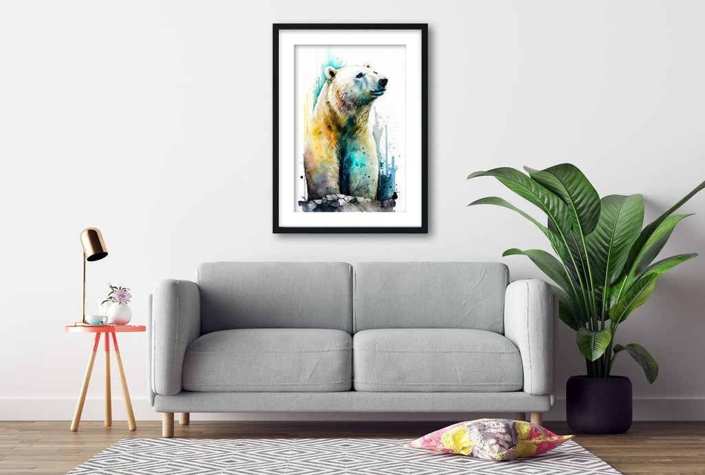 Polar Beauty: Polar Bear Watercolor Painting, Giclee Print on Canvas, Artist Paper, Watercolor Paper, Available in Extra Large Sizes