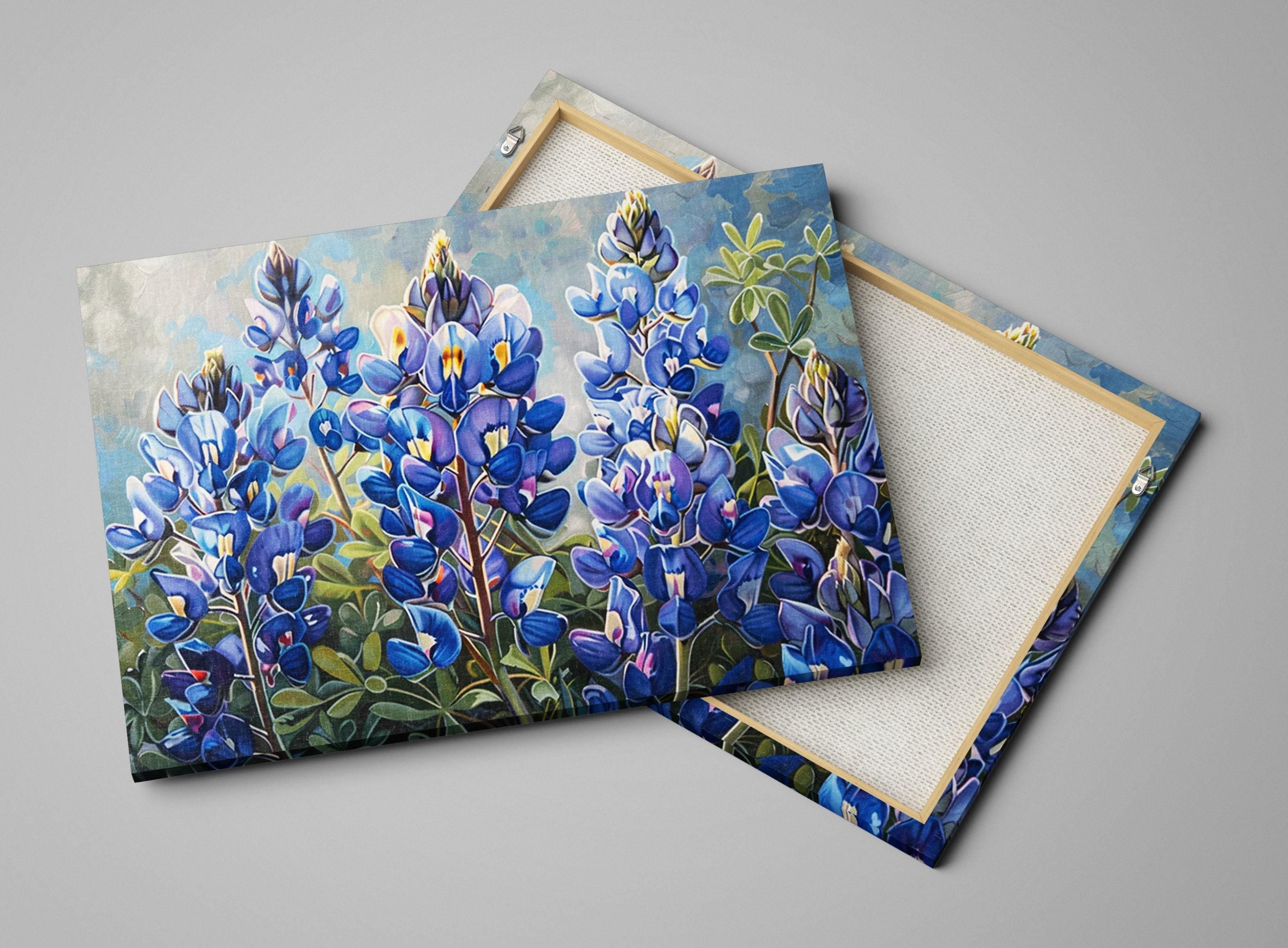 Texas Bluebonnet Canvas – Large Gallery Wrapped Wildflower Wall Art with Fade Resistant Ink