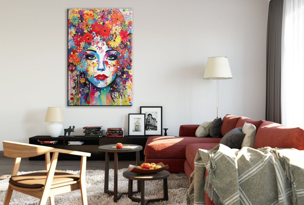 Feminine Pop Art - Fashion Canvas Wall Art Print | Large Female Face Canvas