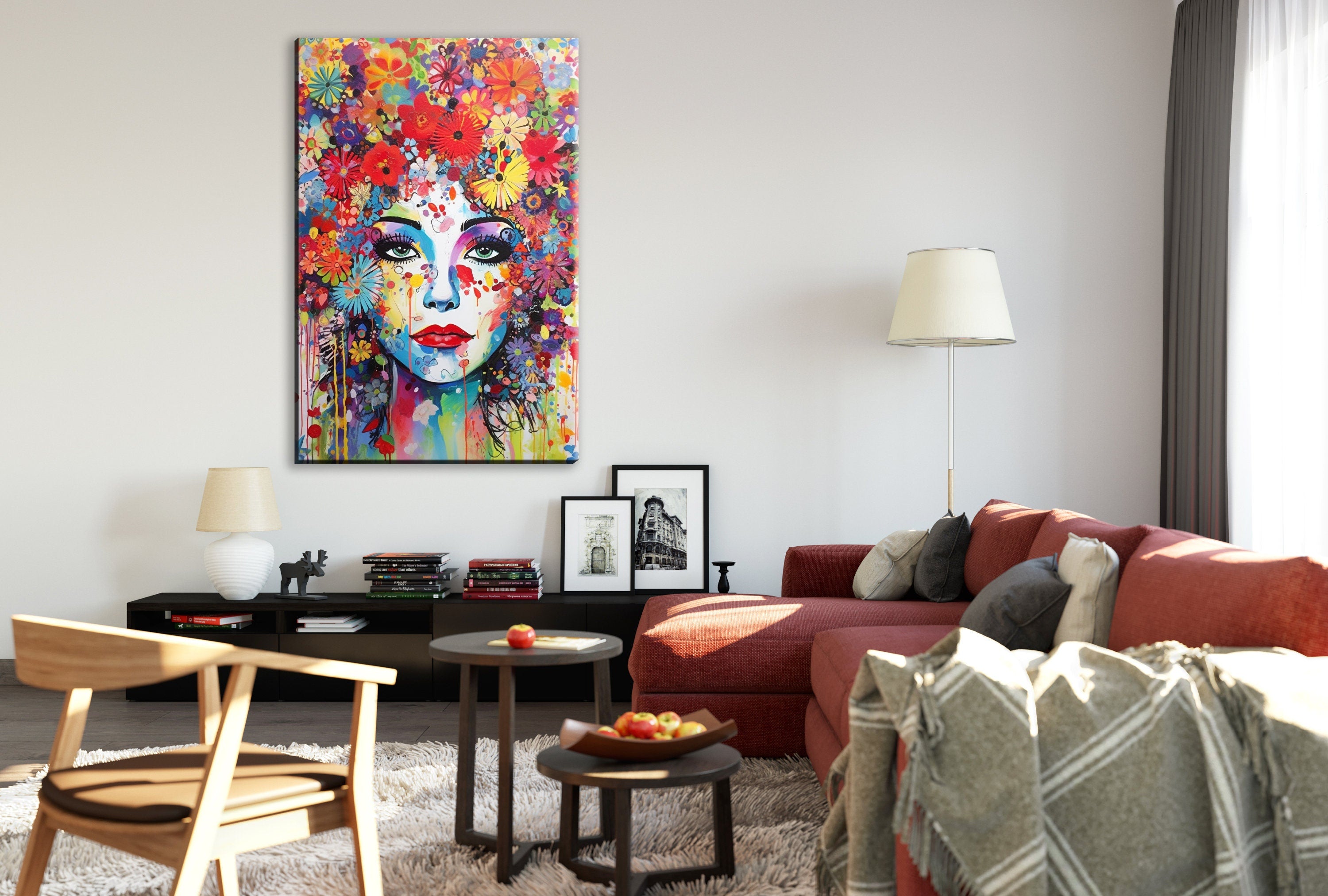 Feminine Pop Art - Fashion Canvas Wall Art Print | Large Female Face Canvas