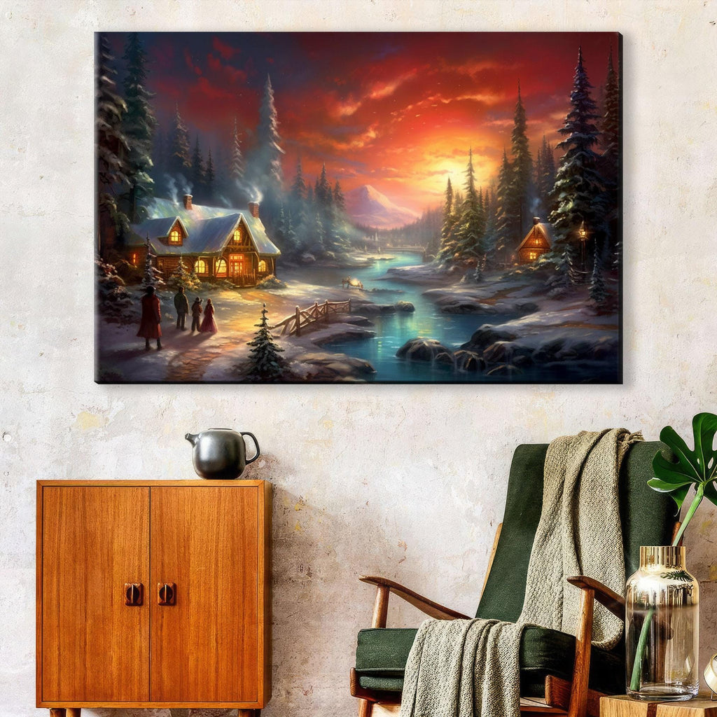 Christmas Canvas Art - Classic Woodland Christmas Scene | Gallery Wrapped Canvas Print