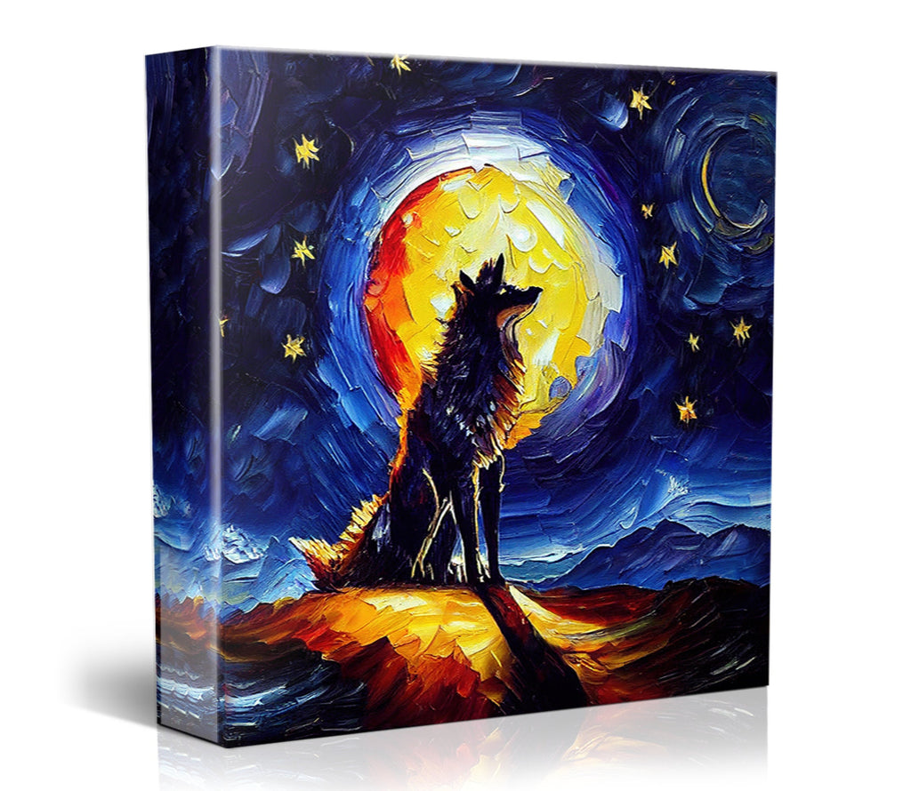 Wolf Canvas Print – Modern Impressionism Art | Vibrant Oil Painting, Gallery Ready Canvas