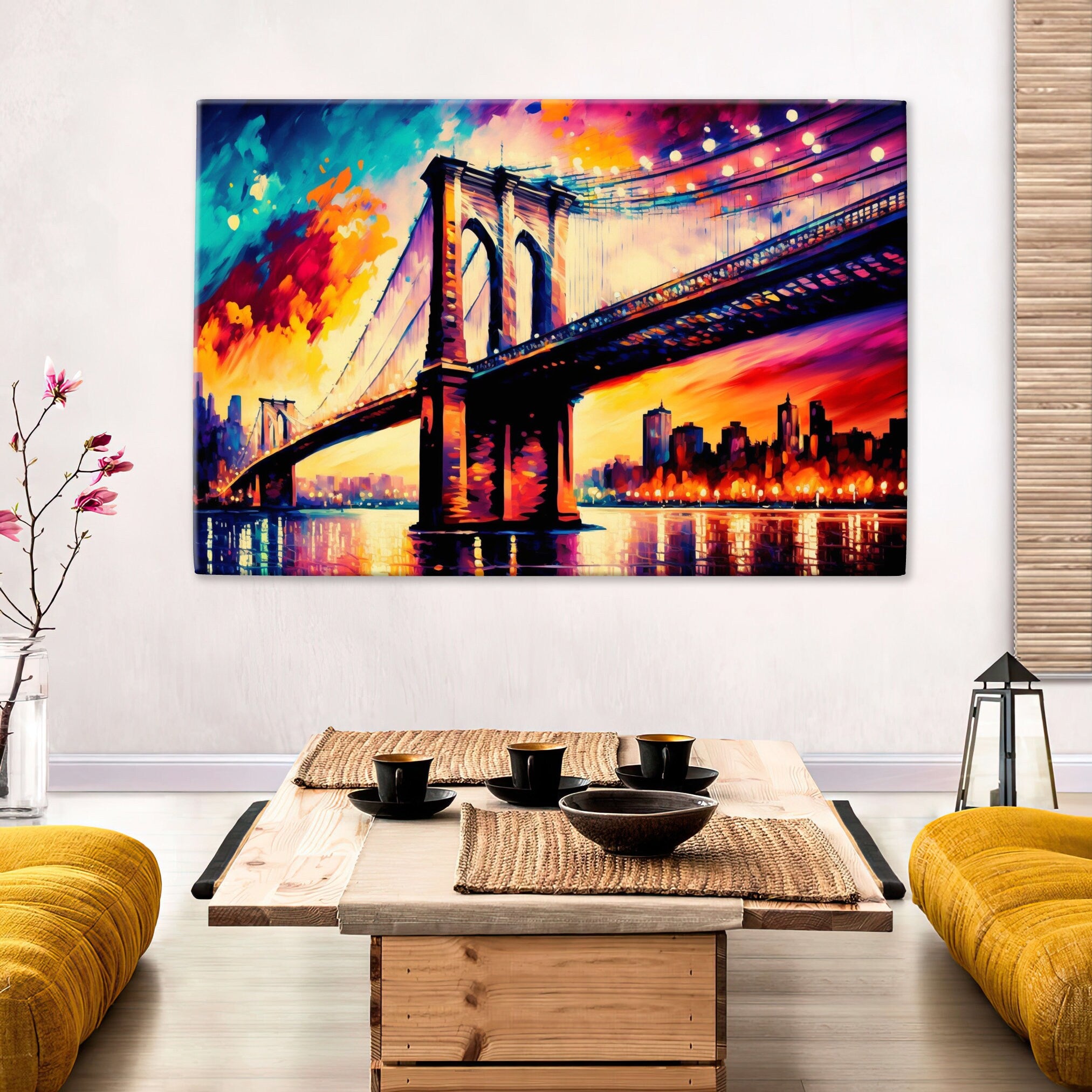 Brooklyn Bridge Canvas - Large NYC Wall Art | Urban Cityscape Decor