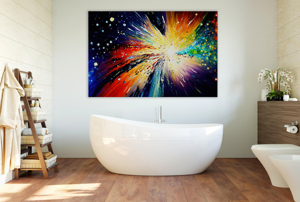 Galaxy Canvas Art - Colorful Abstract Space Wall Decor | Ready To Hang Giclée Print