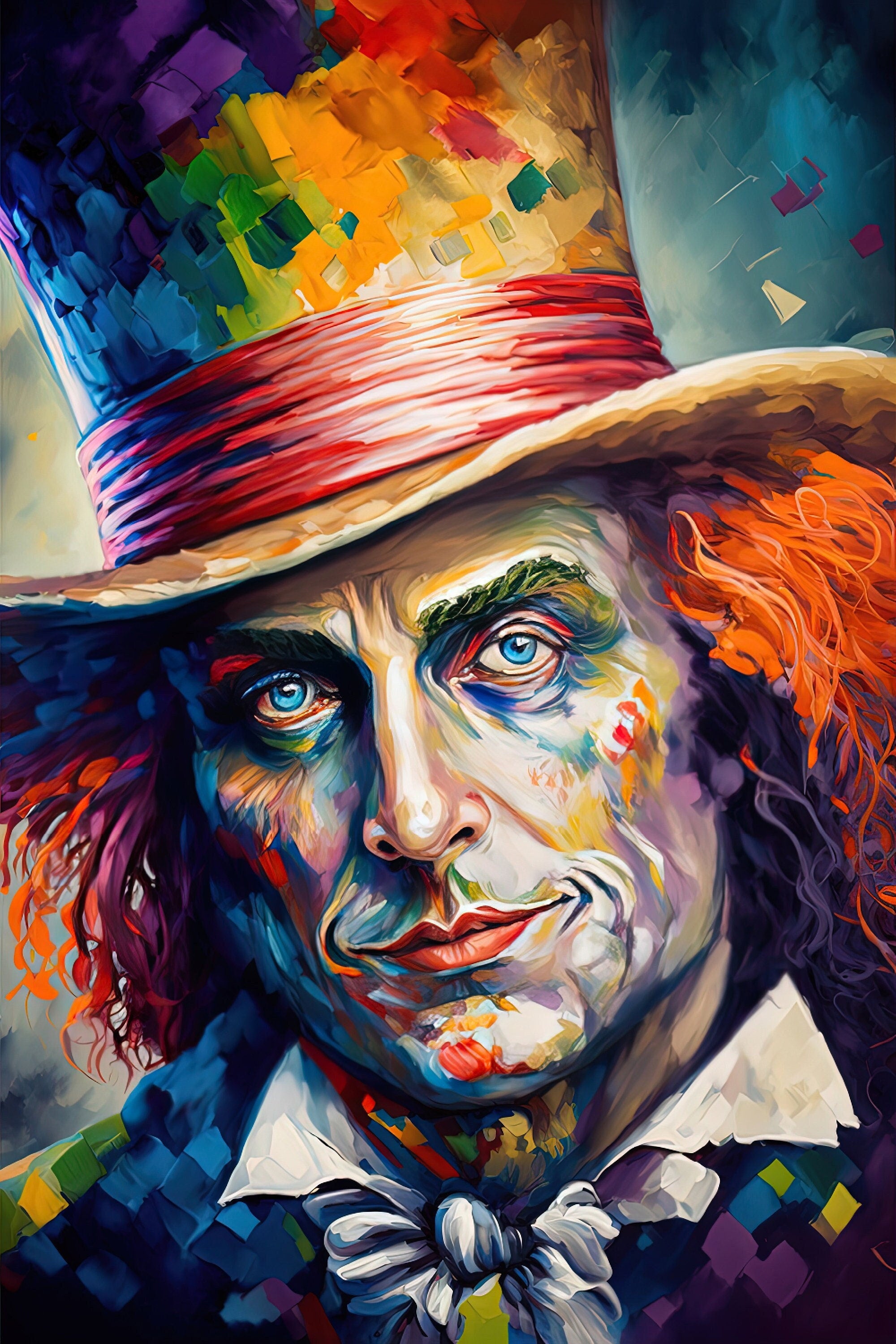 Mad Hatter Wall Art – Wonderland Canvas | Vibrant Fantasy Art Print on Wooden Frame