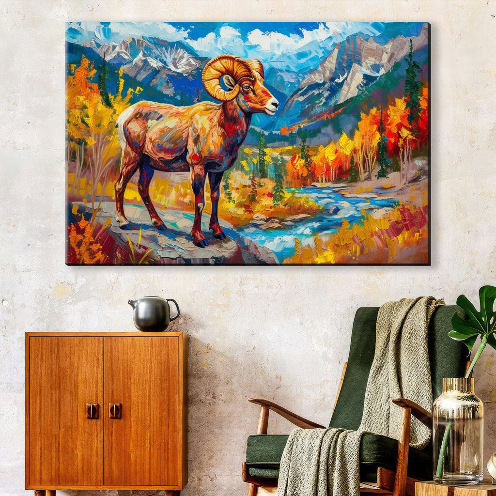 Bighorn Sheep Art - Large Gallery Wrapped Canvas | Mountain Wildlife Print Decor