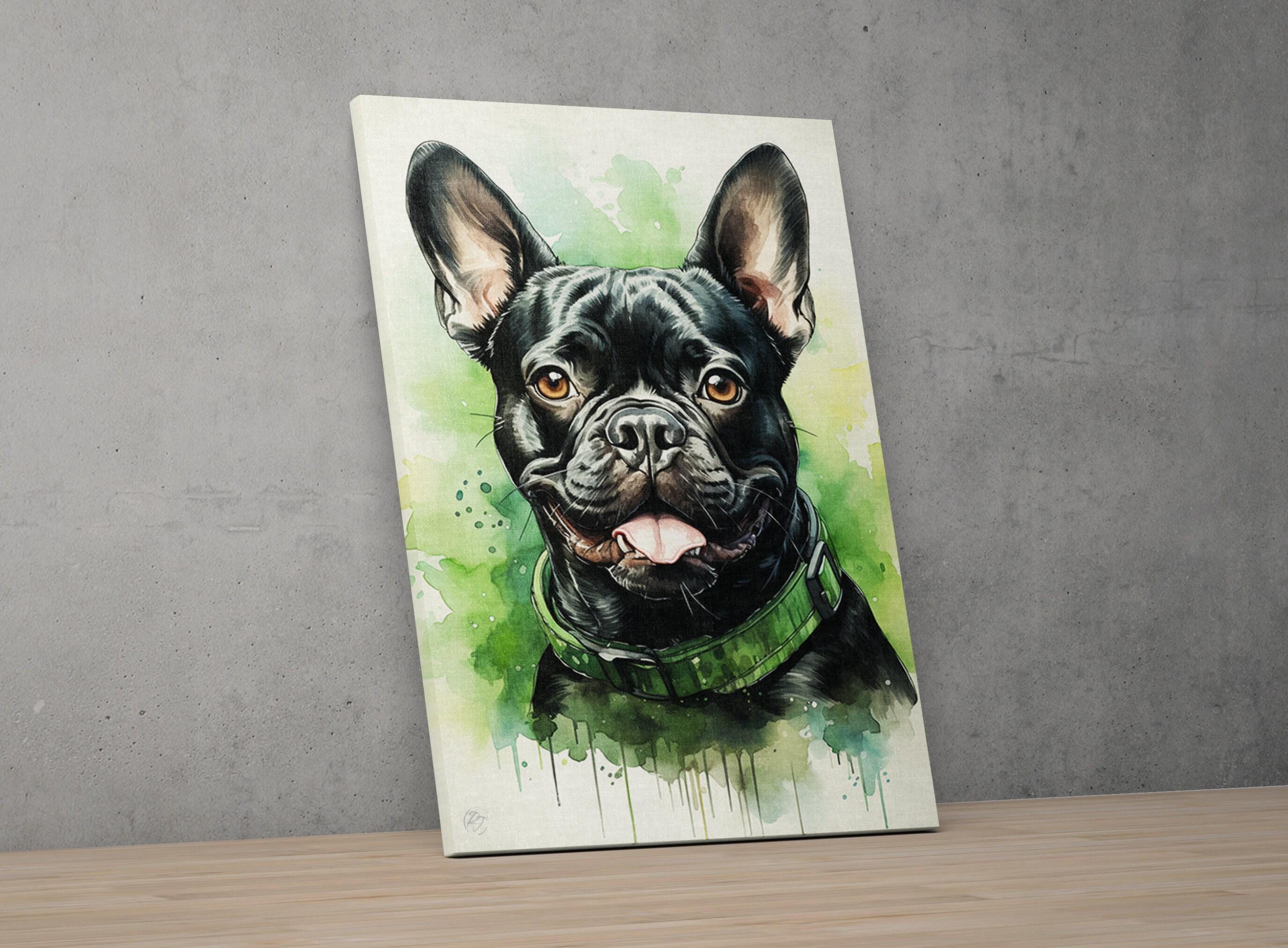 French Bulldog Watercolor Art for Stylish Home Decor, Giclee Print on Canvas, Artist Paper, Watercolor Paper, Available in Extra Large Sizes