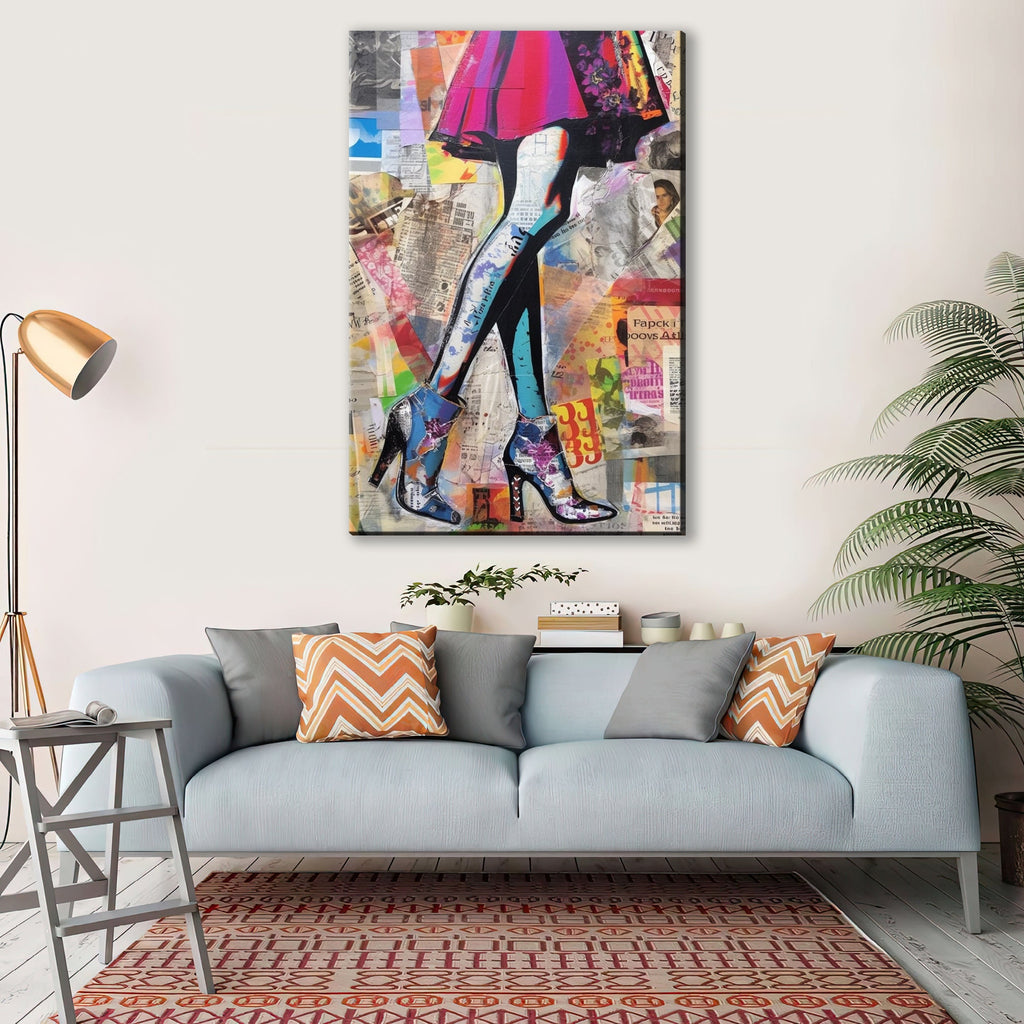 Pop Art Canvas Featuring Woman Legs Art | Stylish Heels & Feminine Beauty Decor