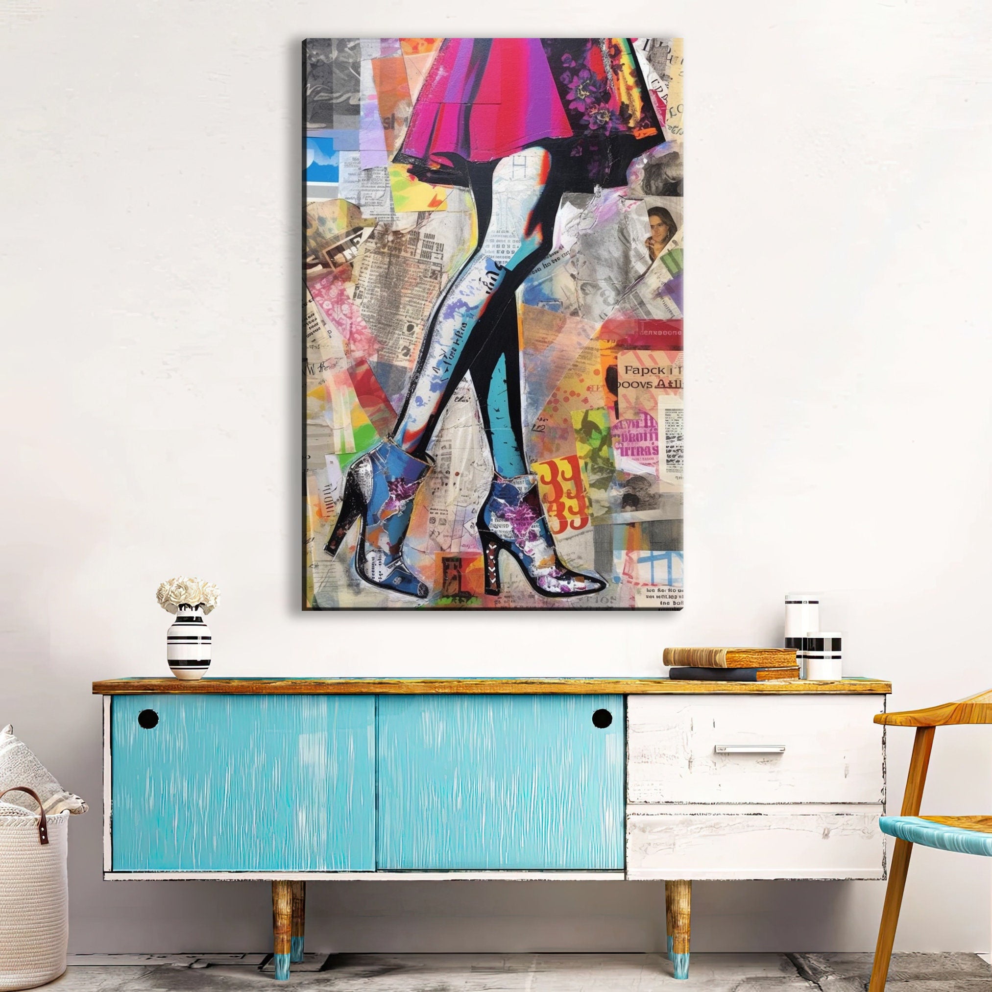 Pop Art Canvas Featuring Woman Legs Art | Stylish Heels & Feminine Beauty Decor