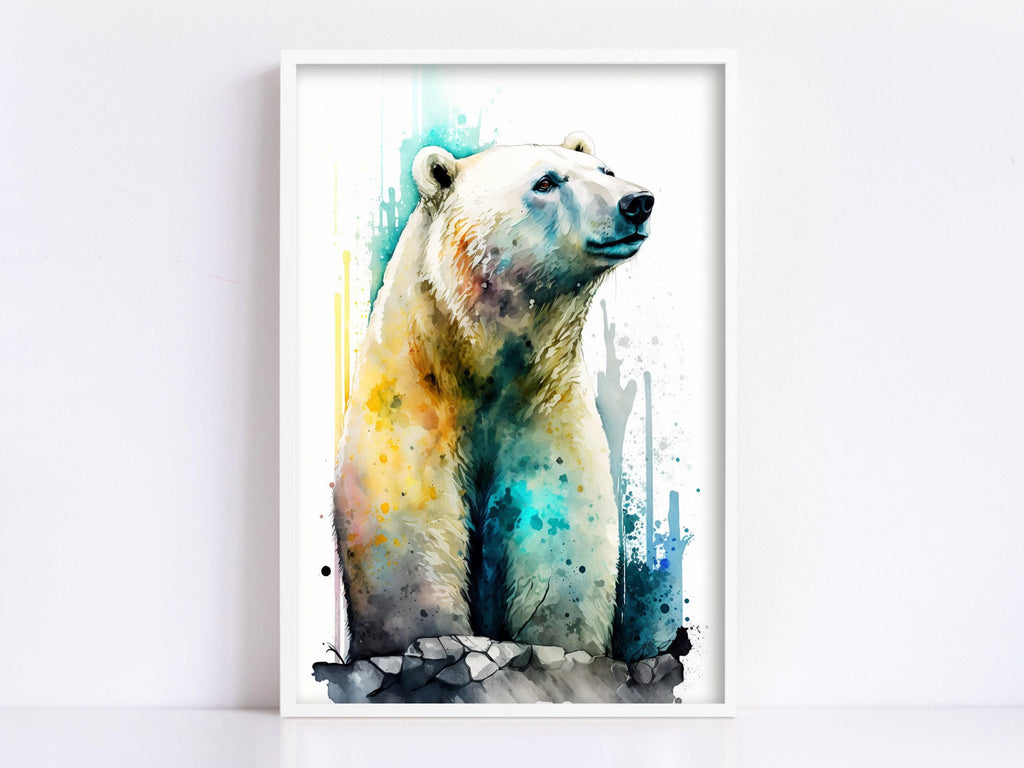 Polar Beauty: Polar Bear Watercolor Painting, Giclee Print on Canvas, Artist Paper, Watercolor Paper, Available in Extra Large Sizes