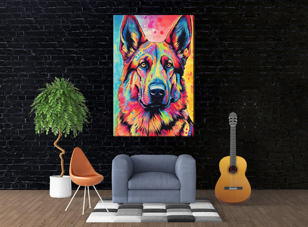 German Shepherd Canvas Print – Large Dog Canvas, Vibrant Pet Art, Gallery Ready Wall Decor