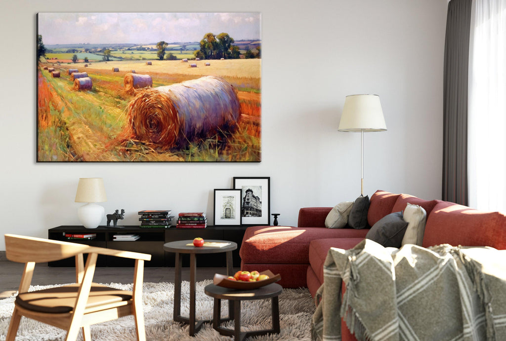 Hay Bales Print - Large Canvas Wall Art | Rustic Farmhouse Home Decor, Ready to Hang