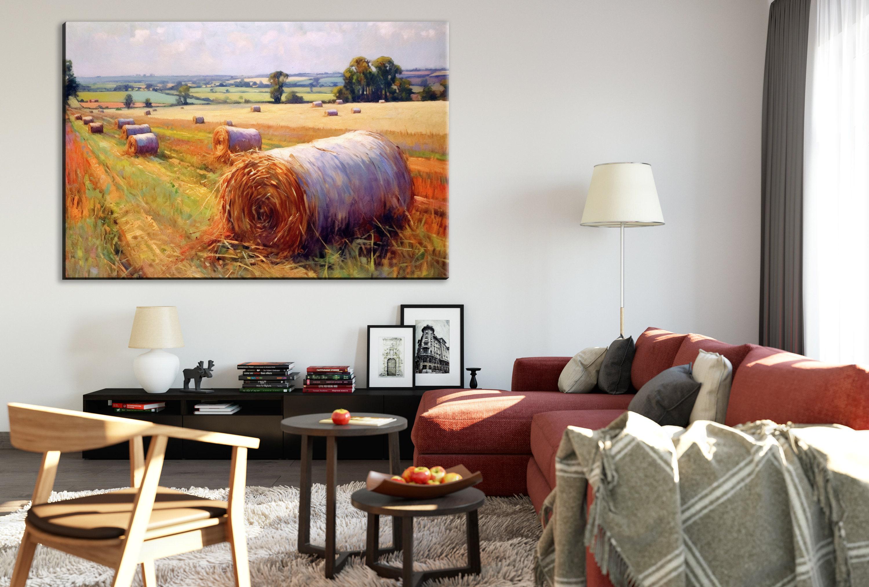 Hay Bales Print - Large Canvas Wall Art | Rustic Farmhouse Home Decor, Ready to Hang