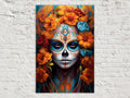 Sugar Skull Wall Art – Dia De Los Muertos Art | Large Floral Skull Canvas Print