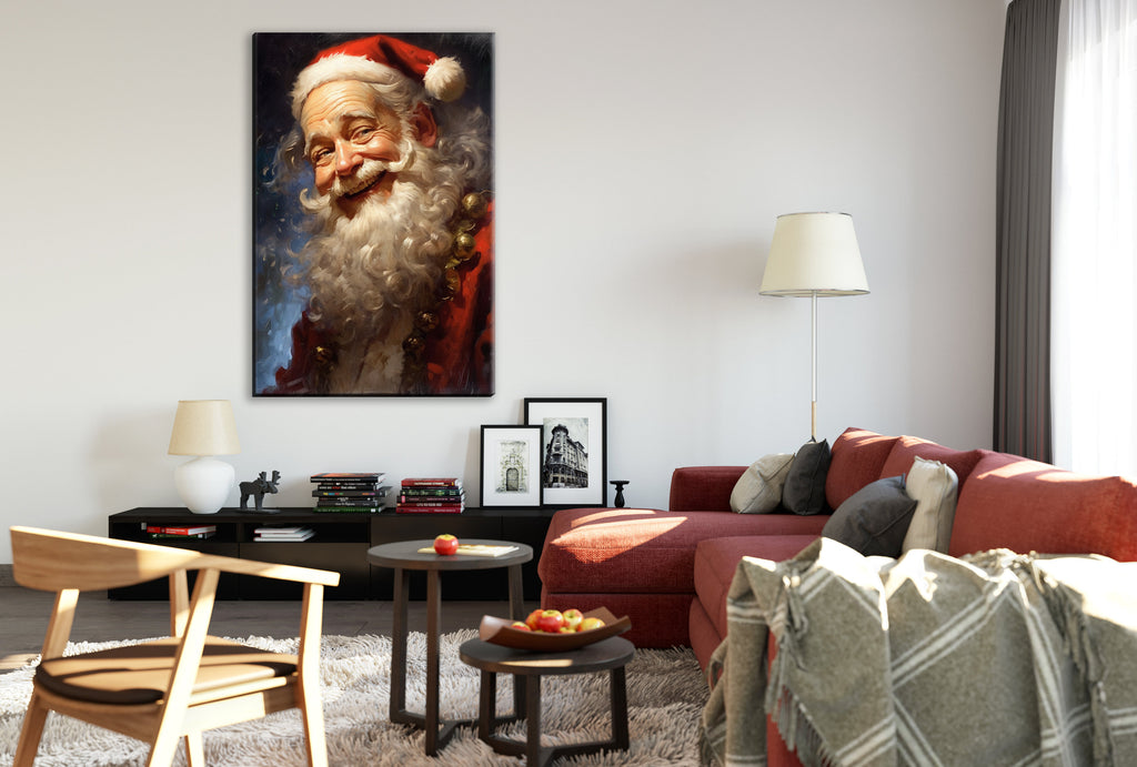 Vintage Santa Claus | Classic Santa Painting on Gallery Wrapped Canvas - Large Giclee Print
