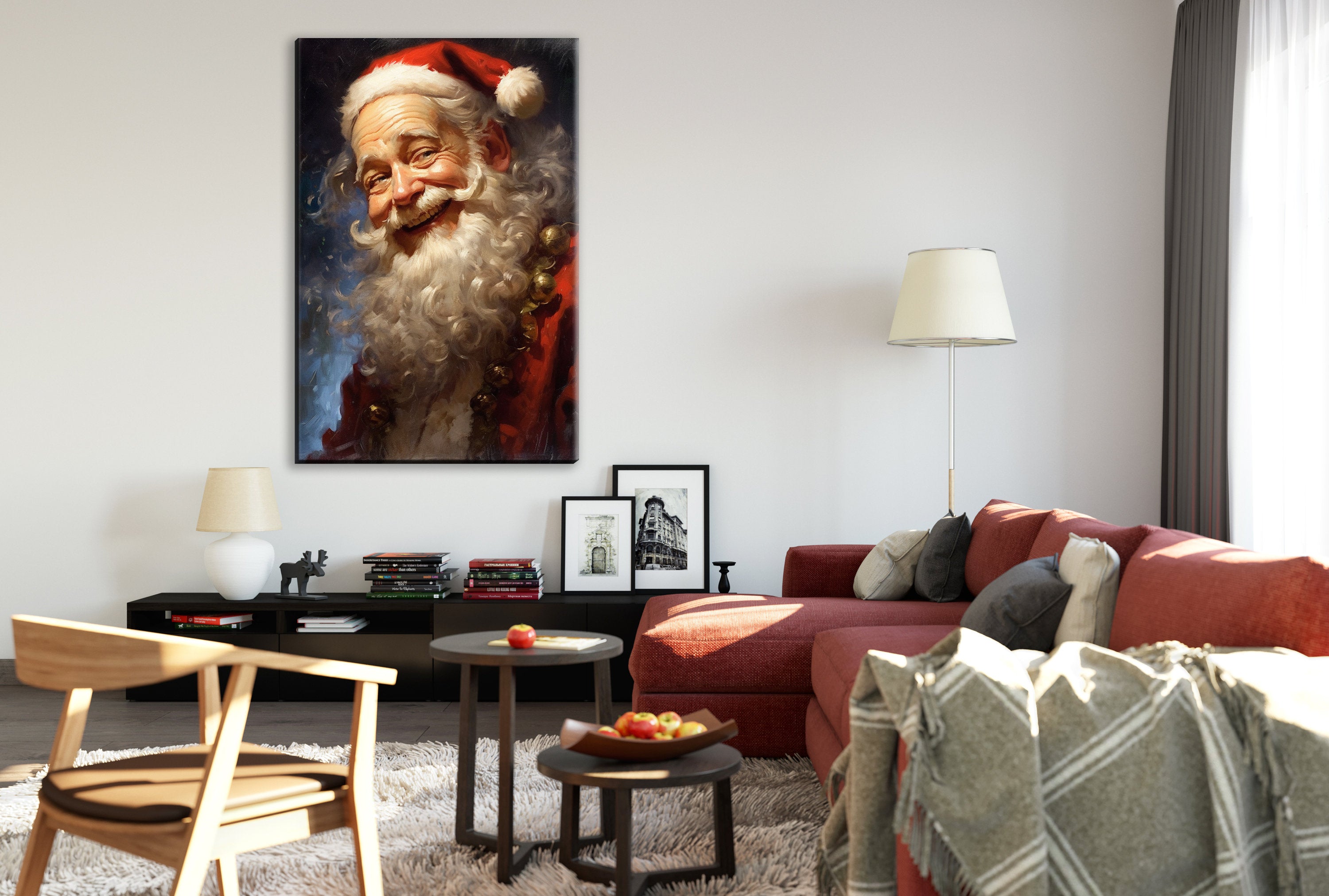 Vintage Santa Claus | Classic Santa Painting on Gallery Wrapped Canvas - Large Giclee Print