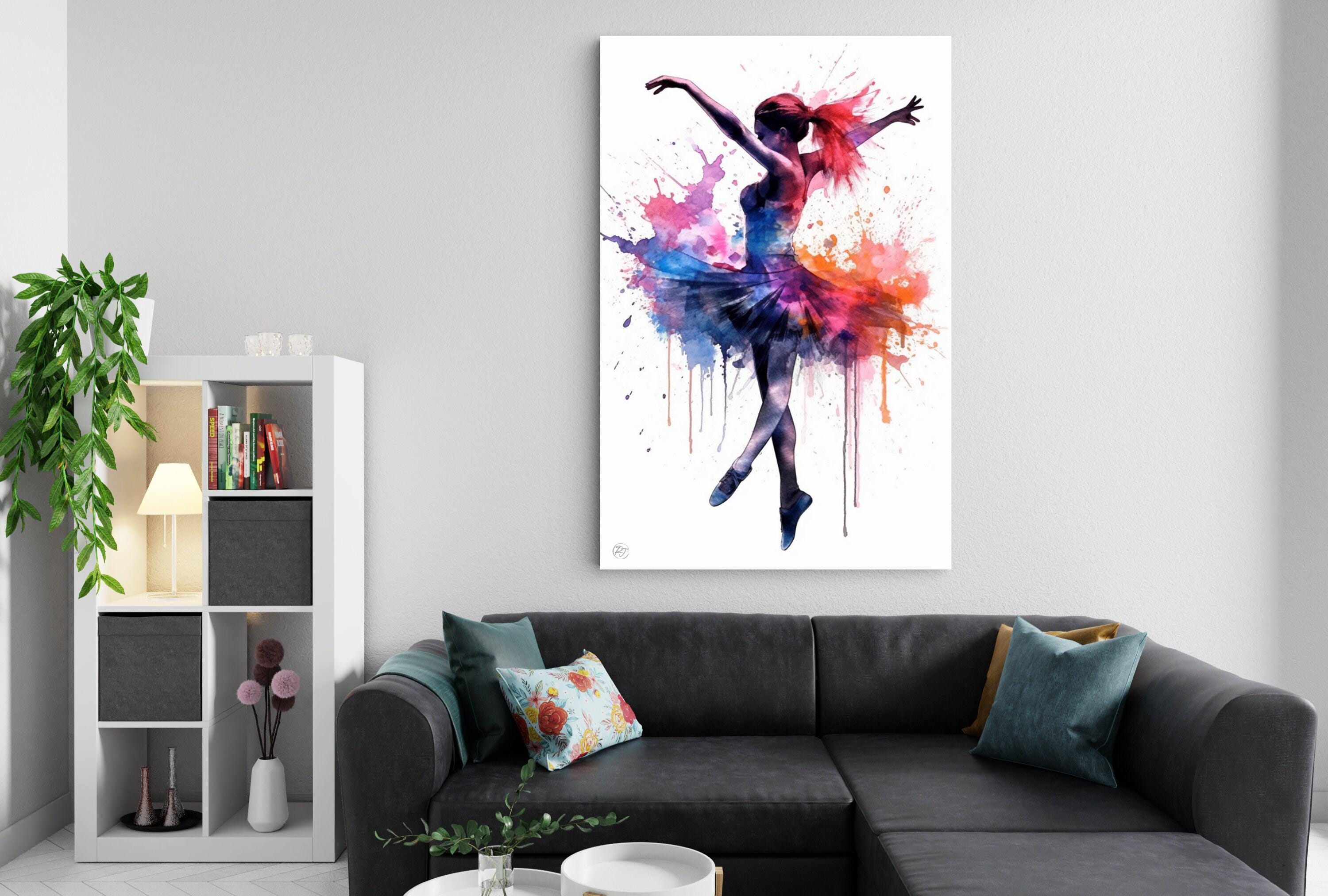 Elegant Ballerina Dancer: Watercolor Wall Art Print, Giclee Print on Canvas, Artist Paper, Watercolor Paper, Available in Extra Large Sizes