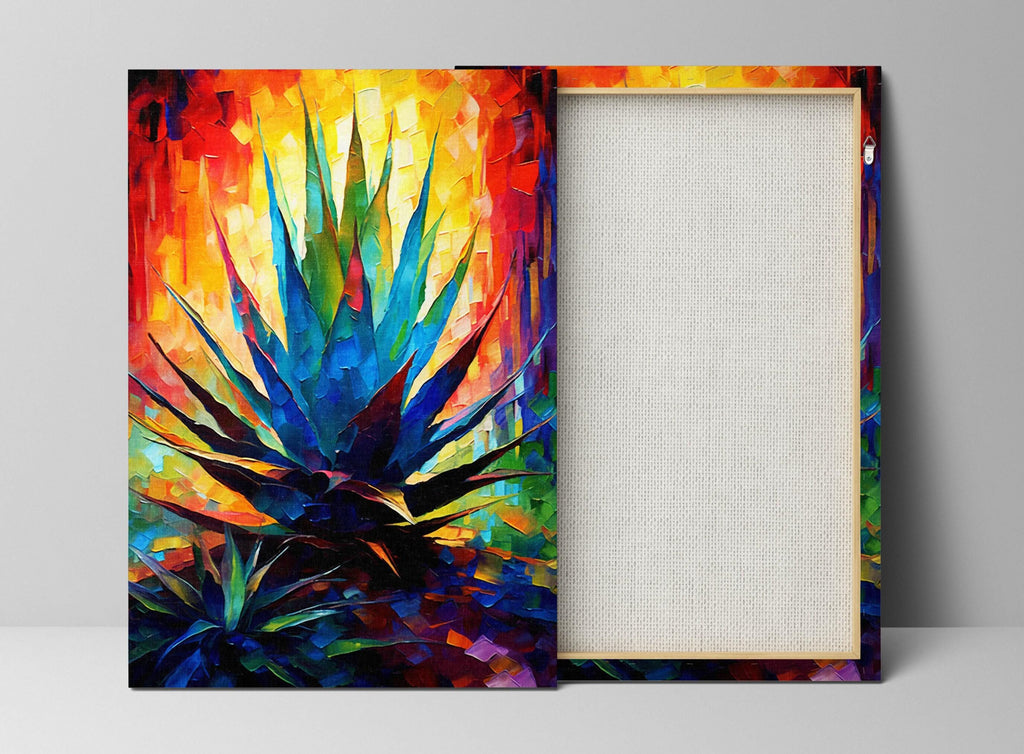 Colorful Agave Plant - Modern Southwest Art on Extra Large Gallery Wrapped Canvas