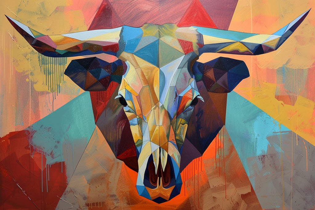Cow Skull Wall Art – Contemporary Skull Art on Gallery Wrapped Canvas, Ready to Hang