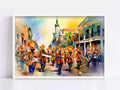 Mardi Gras Marching Band Watercolor – NOLA Parade, Giclee Print on Canvas, Artist Paper, Watercolor Paper, Available in Extra Large Sizes
