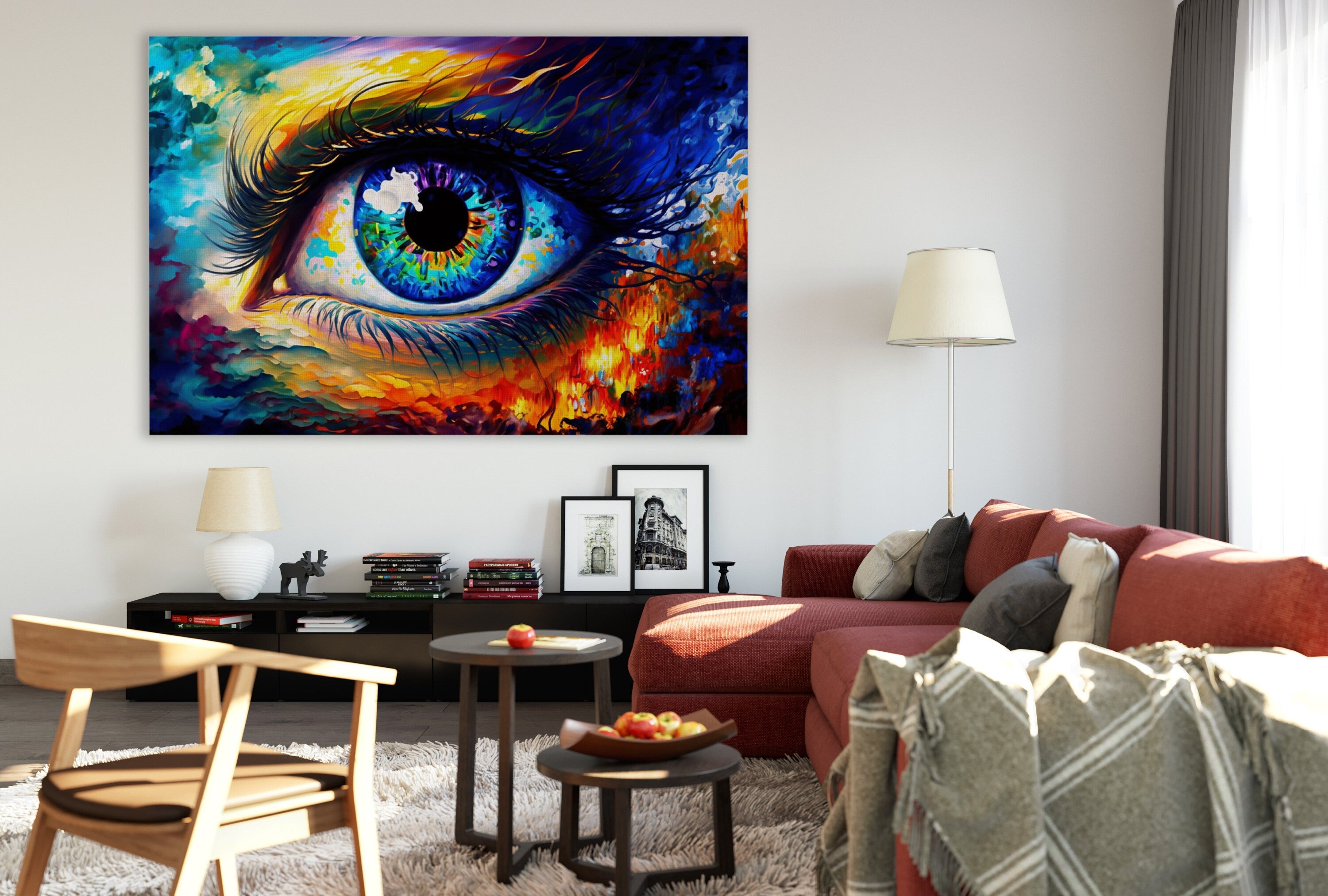 Colorful Eye Canvas – Vivid Psychedelic Eye Wall Art with Wooden Frame