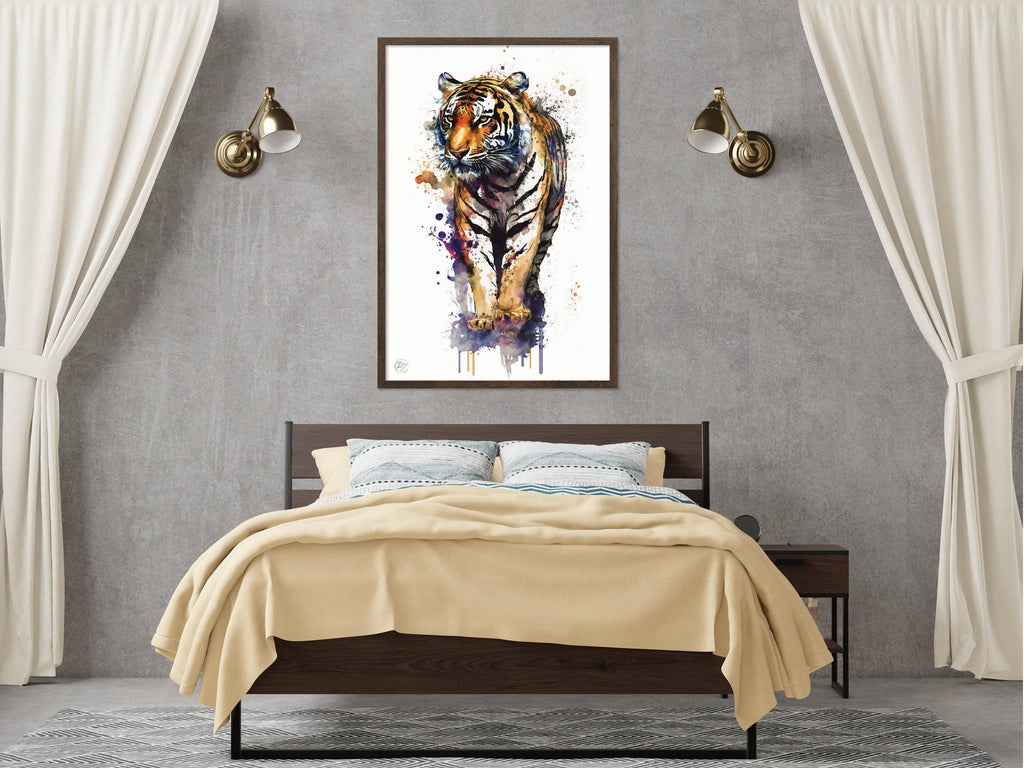Majestic Tiger: Watercolor Tiger Wall Art Print, Giclee Print on Canvas, Artist Paper, Watercolor Paper, Available in Extra Large Sizes