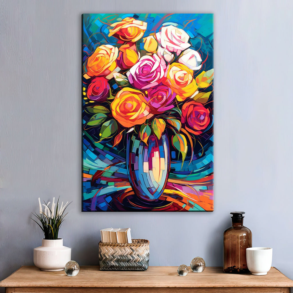 Rose Bouquet Painting - Vibrant Floral Wall Decor | Large Canvas Print
