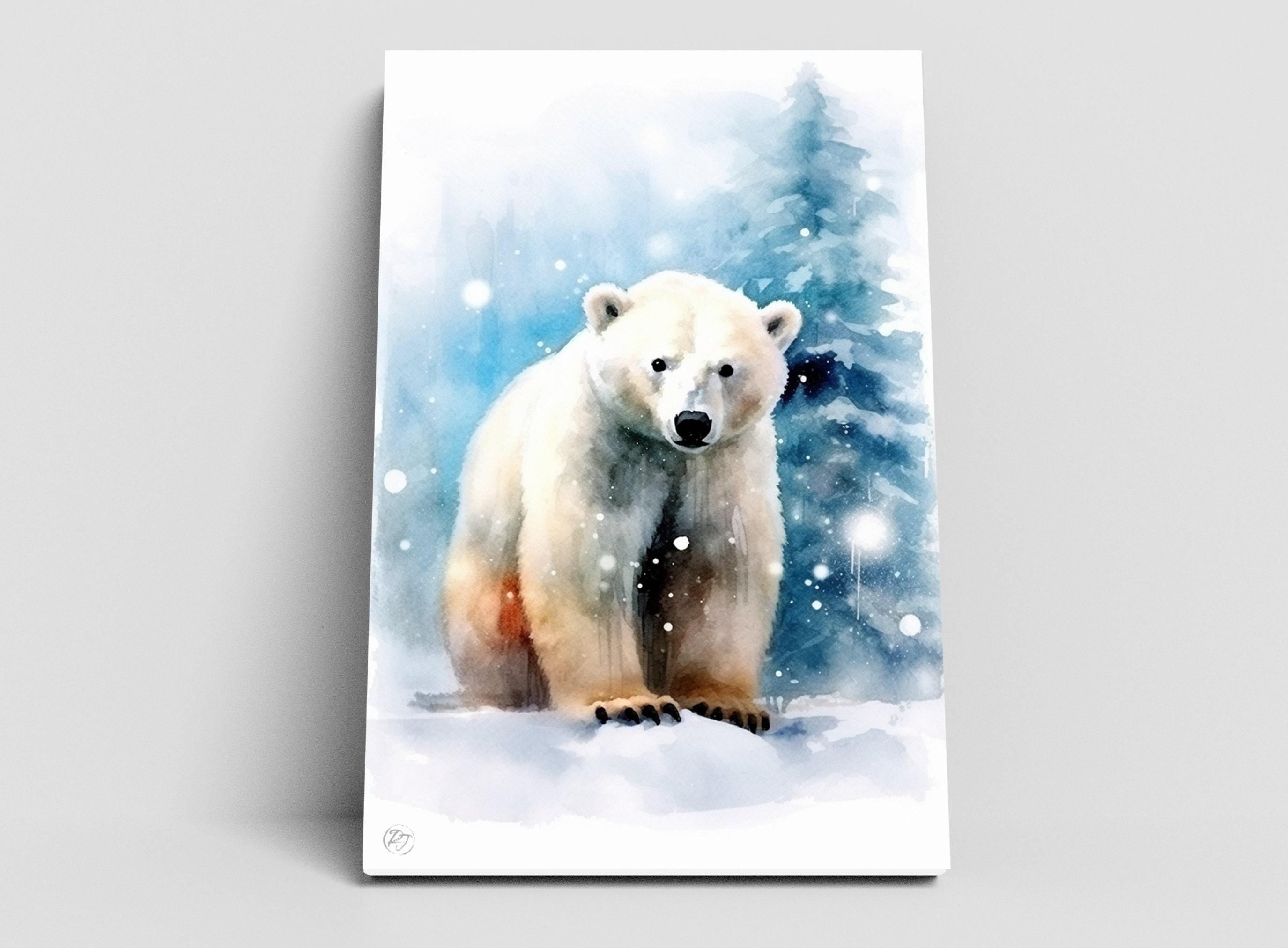 Gentle Guardian - Polar Bear Watercolor Wall Decor, Giclee Print on Canvas, Artist Paper, Watercolor Paper, Available in Extra Large Sizes