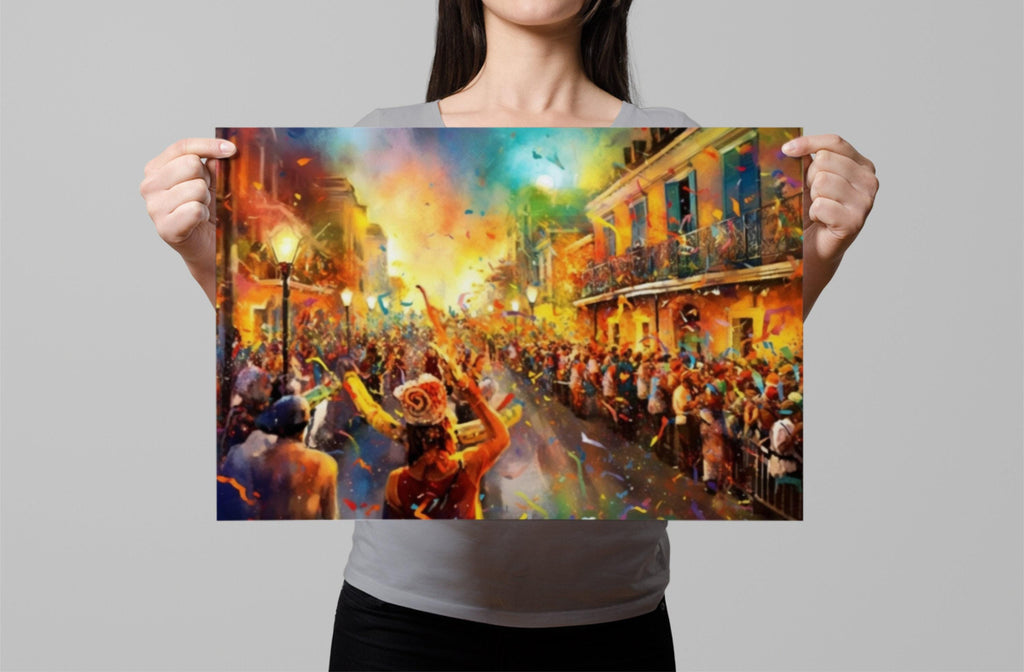 Joyful Mardi Gras Carnival Watercolor Art Print - Giclee Print on Canvas, Artist Paper, Watercolor Paper, Available in Extra Large Sizes