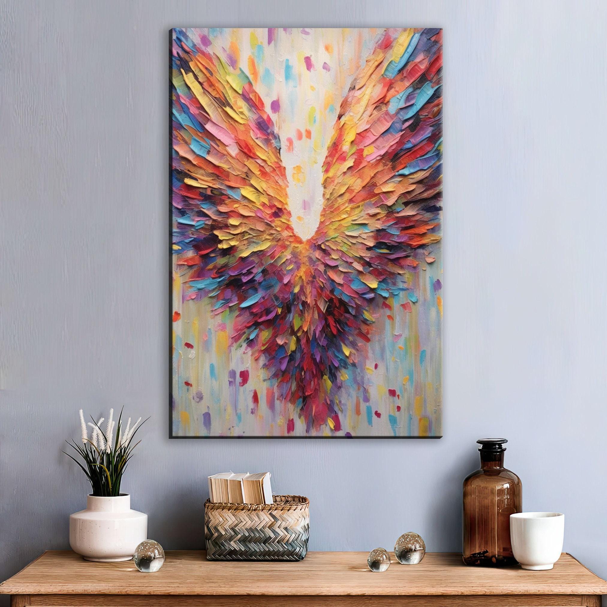 Angel Wings Painting - Celestial Wall Art on Gallery Wrapped Canvas, Ready to Hang
