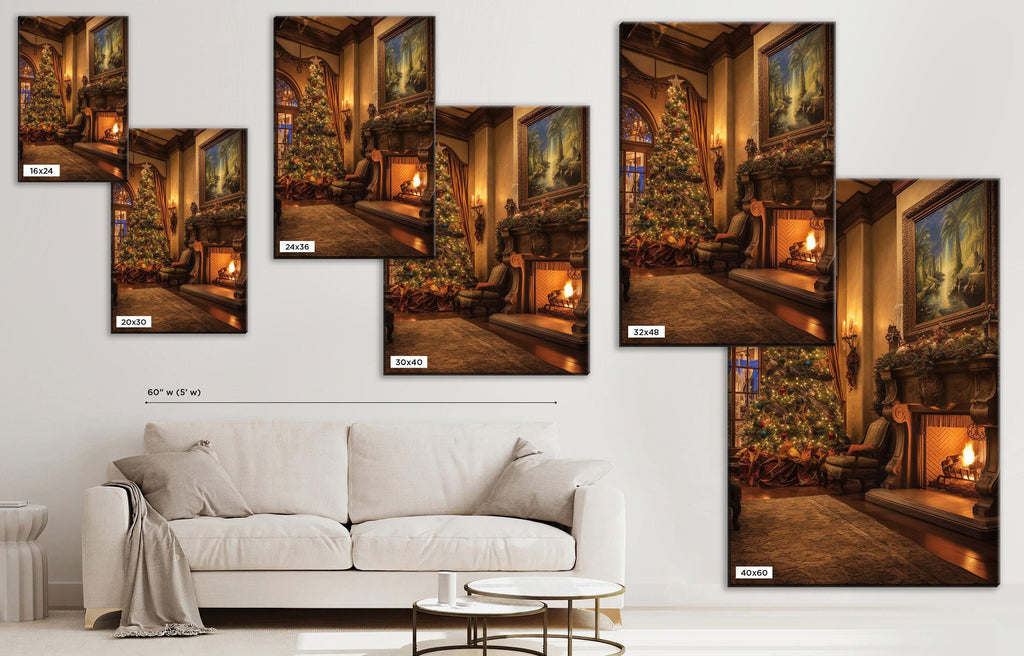 Christmas Canvas Art - Festive Tree Artwork on Gallery Wrapped Canvas, Ready to Hang Extra Large Print
