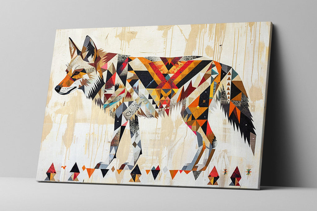 Tribal Coyote Canvas | Native American Art - Large Gallery Wrapped Print
