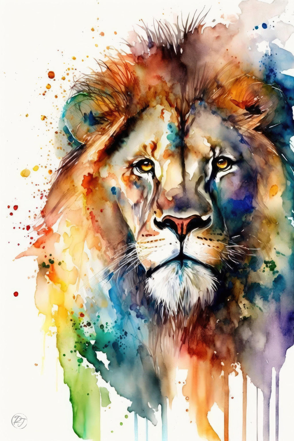 Lion Watercolor Art Print, Nursery Animal Canvas Print, Wildlife Decor, Framed Kids Wall Art