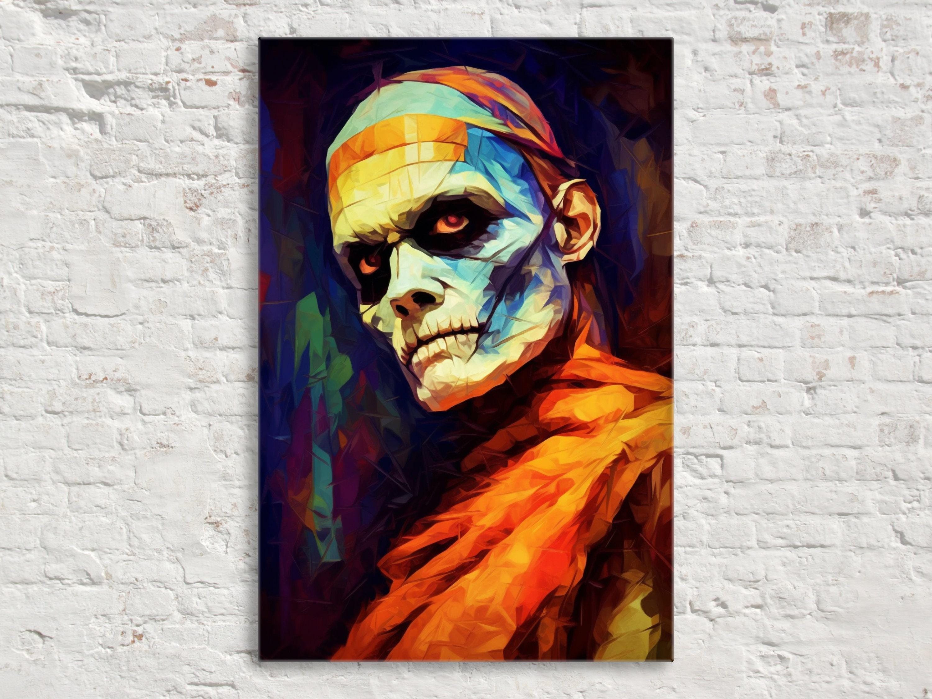 Halloween Mummy Wall Art - Scary Mummy Decor on Large Gallery Wrapped Canvas