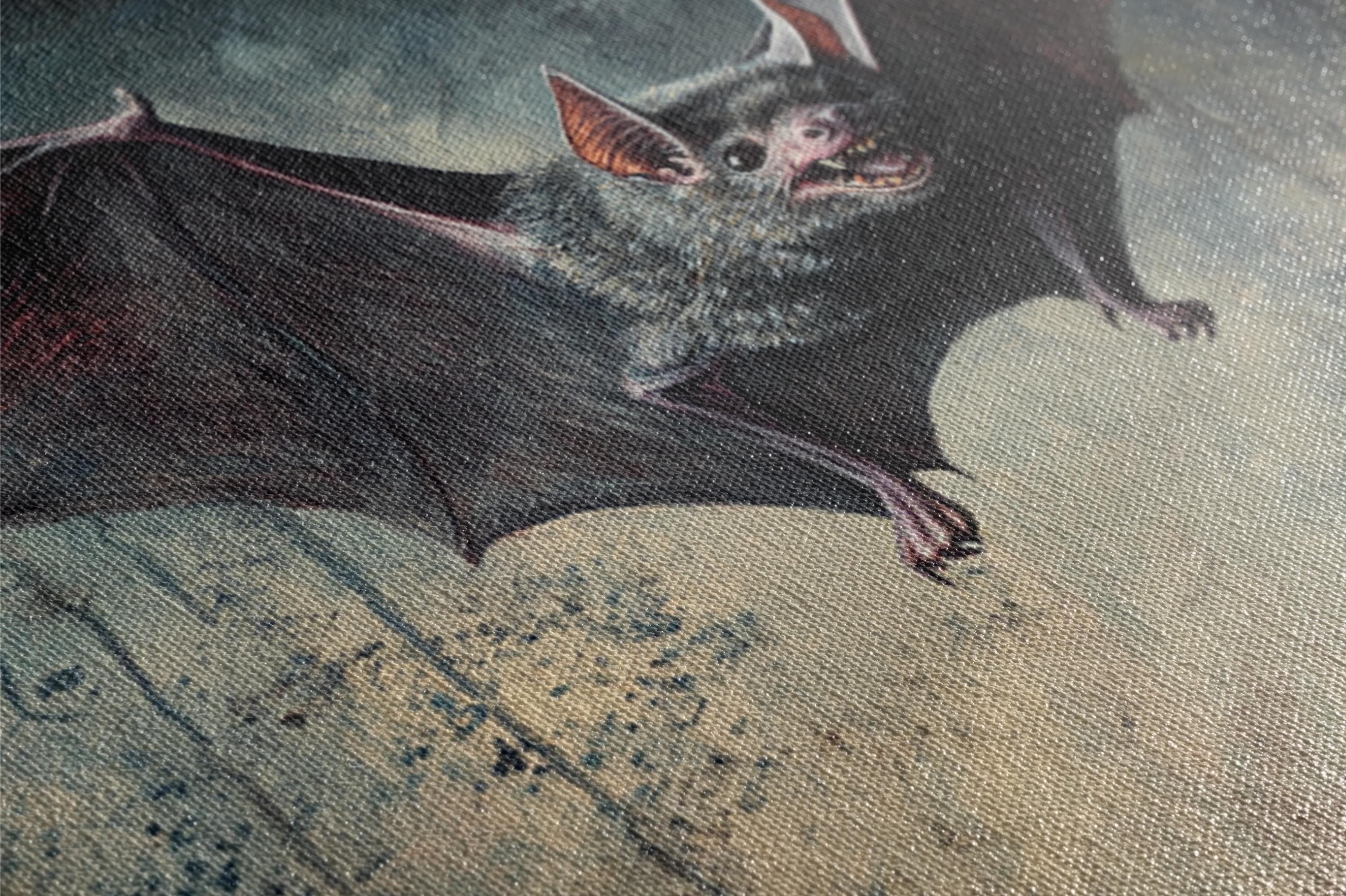 Gothic Halloween Bat Art - Extra Large Framed Canvas Print | Dark Victorian Decor