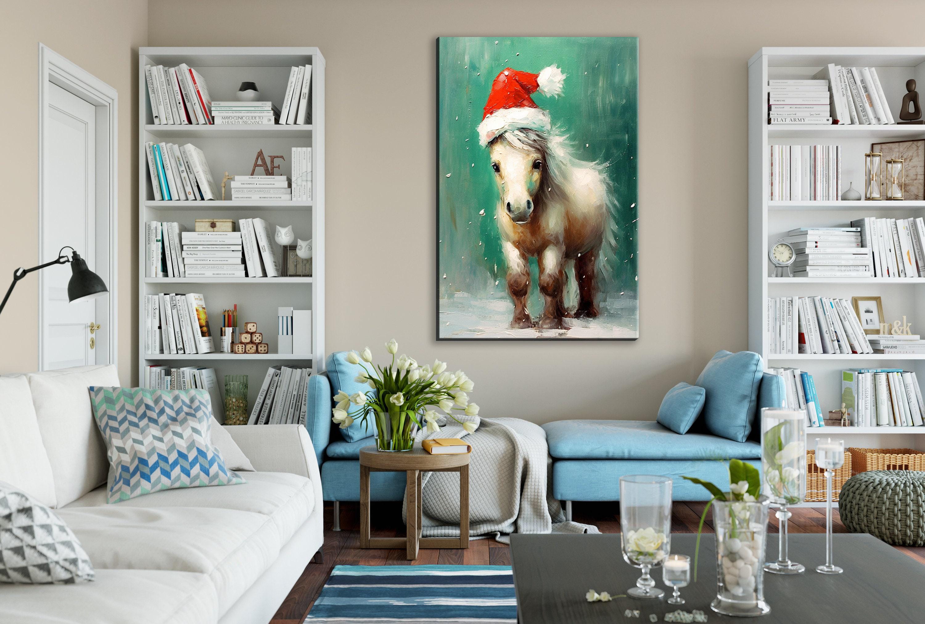 Christmas Pony Wall Art – Cute Holiday Canvas Gift | Extra Large Gallery Wrapped Print