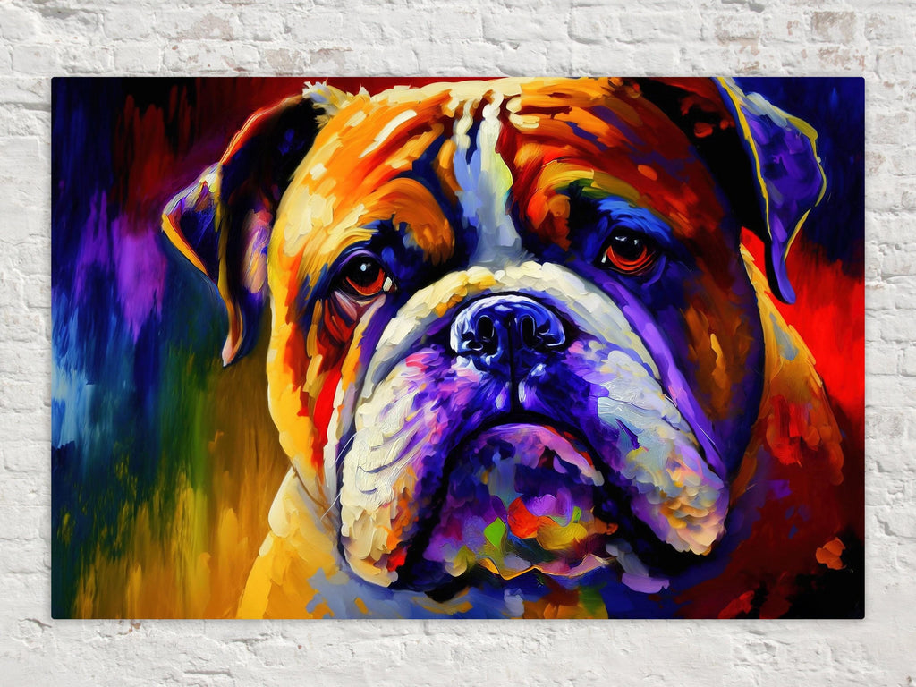 English Bulldog Art – Vibrant Bulldog Canvas Print | Gallery Ready Dog Painting