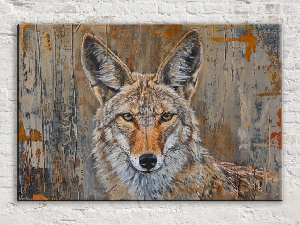 Western Texas Coyote Art | Large Canvas Art - Gallery Wrapped Canvas Ready to Hang
