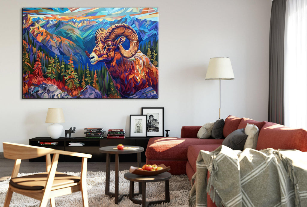 Bighorn Sheep Canvas | Vibrant Wildlife Art Print - Gallery Wrapped, Ready to Hang