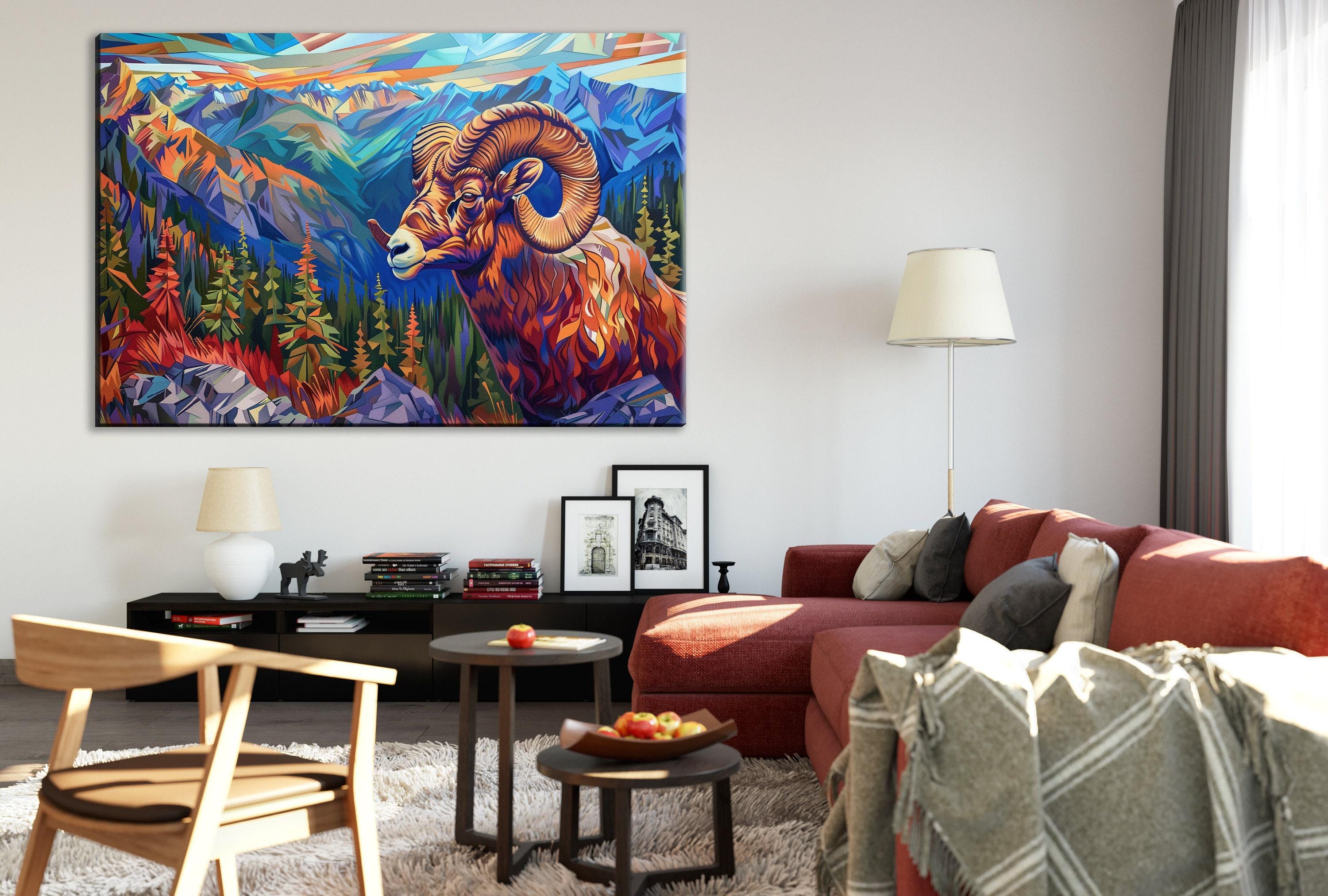 Bighorn Sheep Canvas | Vibrant Wildlife Art Print - Gallery Wrapped, Ready to Hang