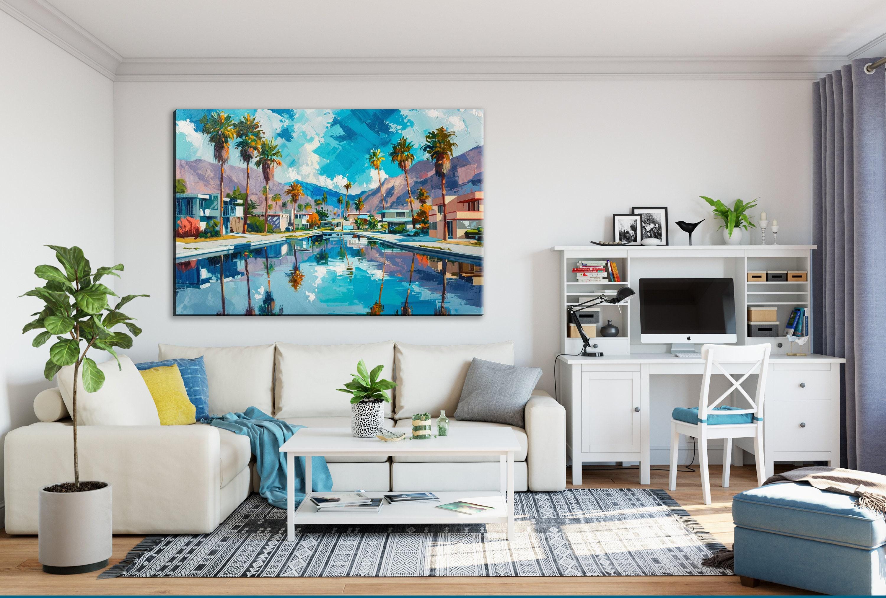Palm Springs Pool Scene - Large Canvas Art | Gallery Wrapped Canvas Ready to Hang