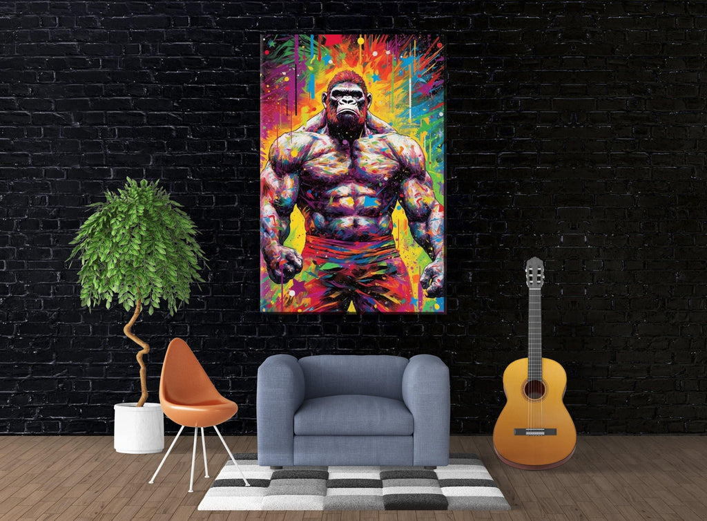 Muscle Gorilla Art - Large Canvas Art | Gallery Wrapped Bodybuilder Gym Print