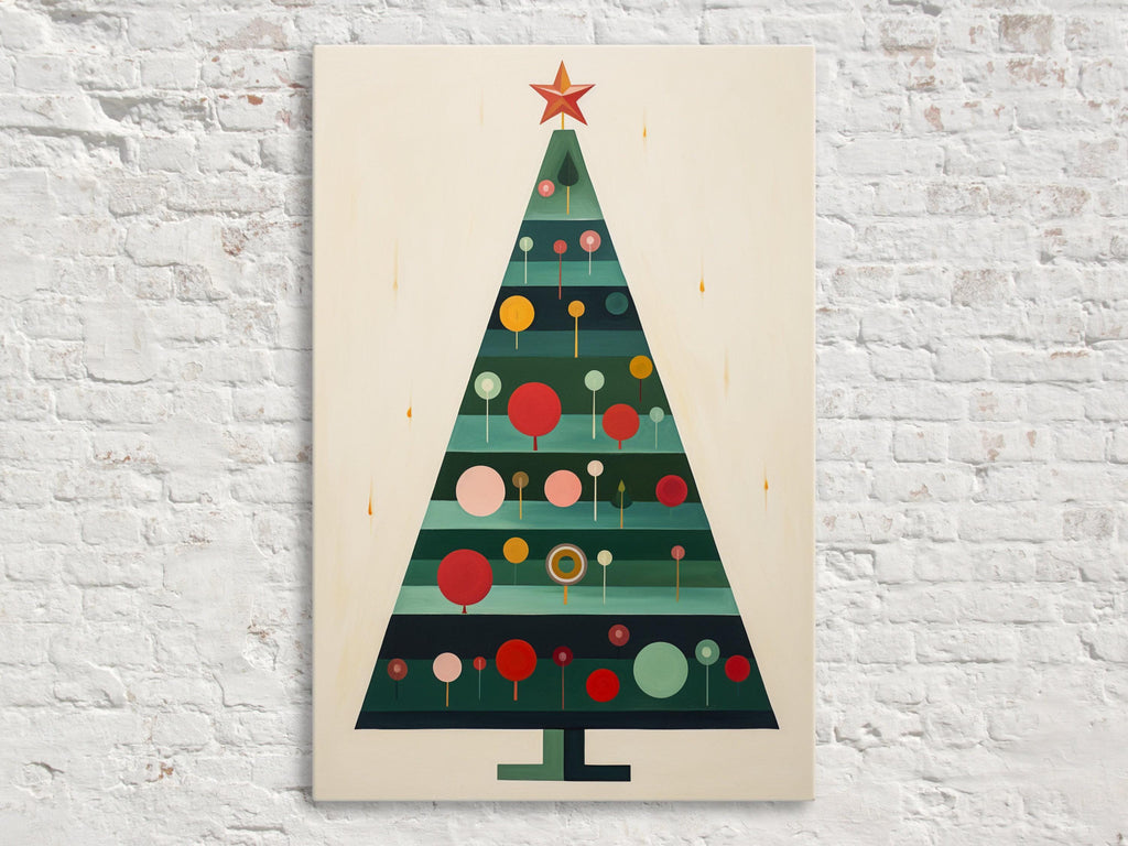 Minimalist Christmas Tree Art – Modern Christmas Decor | Gallery Wrapped Canvas Print