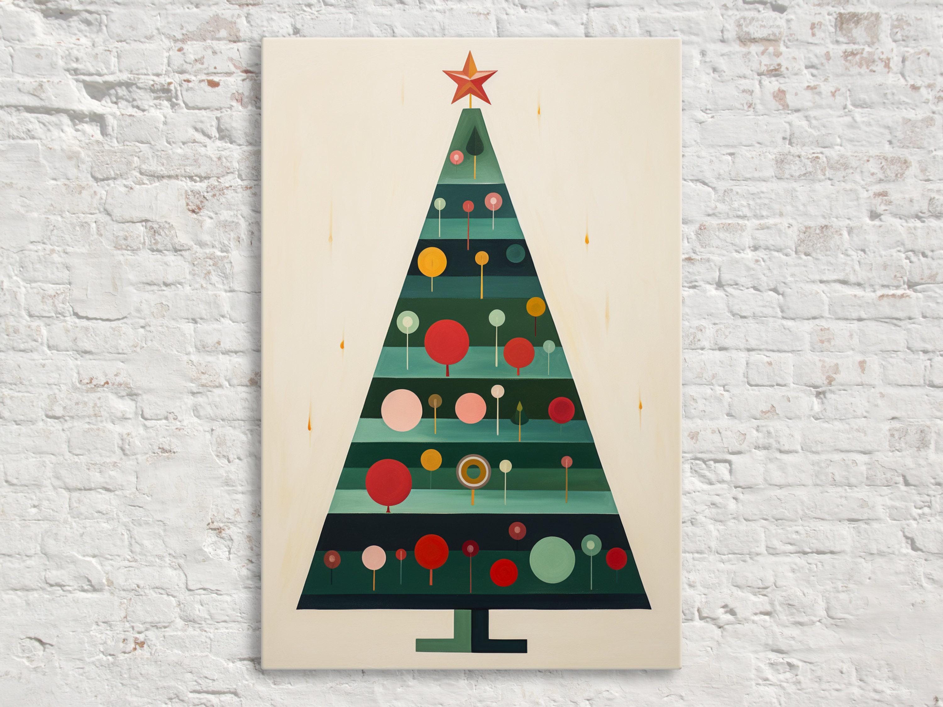 Minimalist Christmas Tree Art – Modern Christmas Decor | Gallery Wrapped Canvas Print