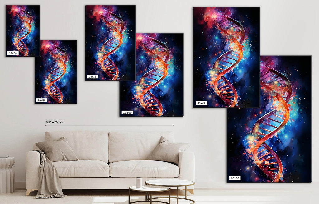 DNA Canvas Wall Art – Large Double Helix Artwork With Scratch Resistant Coating