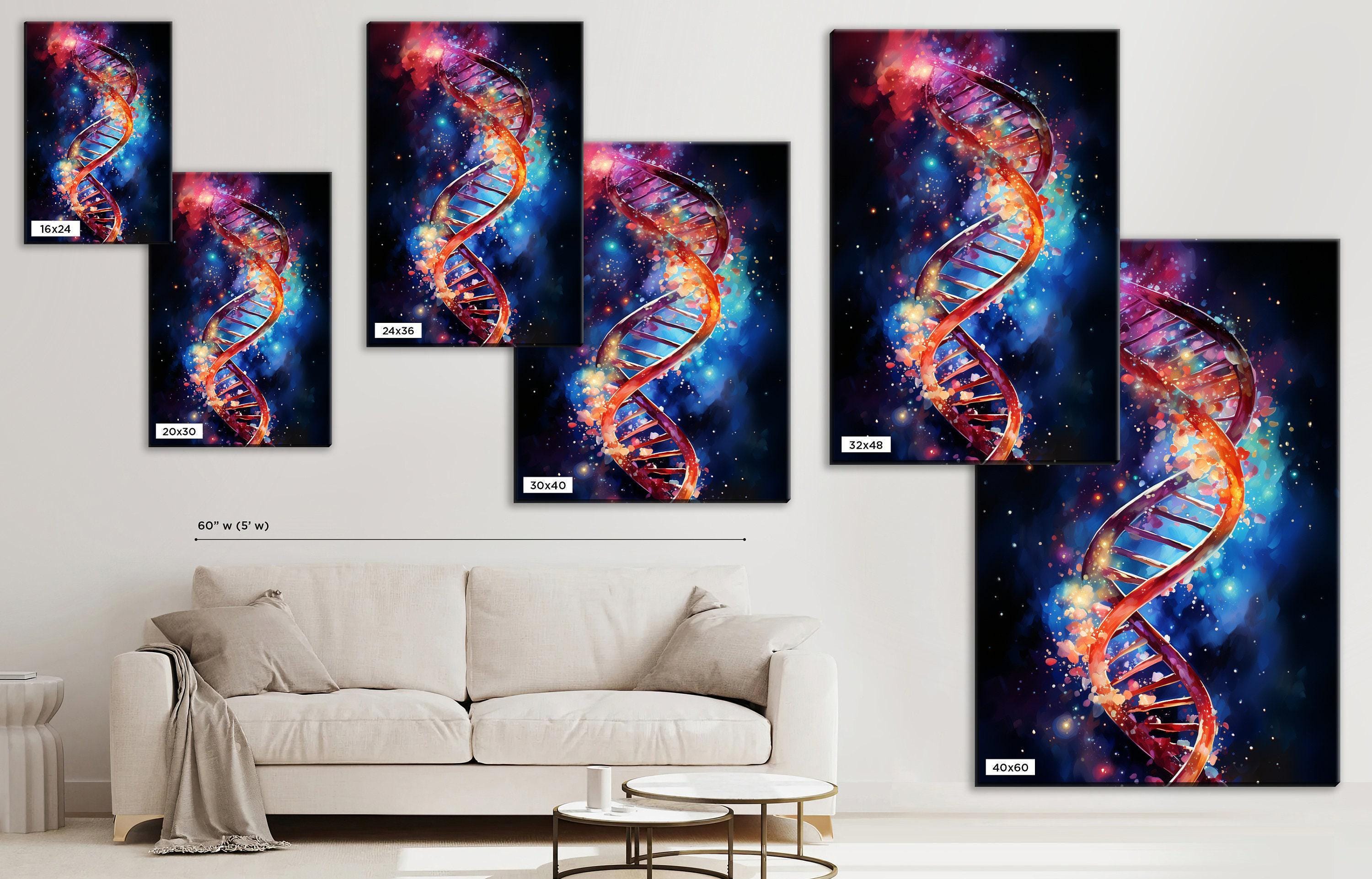 DNA Canvas Wall Art – Large Double Helix Artwork With Scratch Resistant Coating