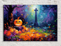 Halloween Graveyard Canvas – Spooky Wall Art | Large Premium Artist Canvas Print