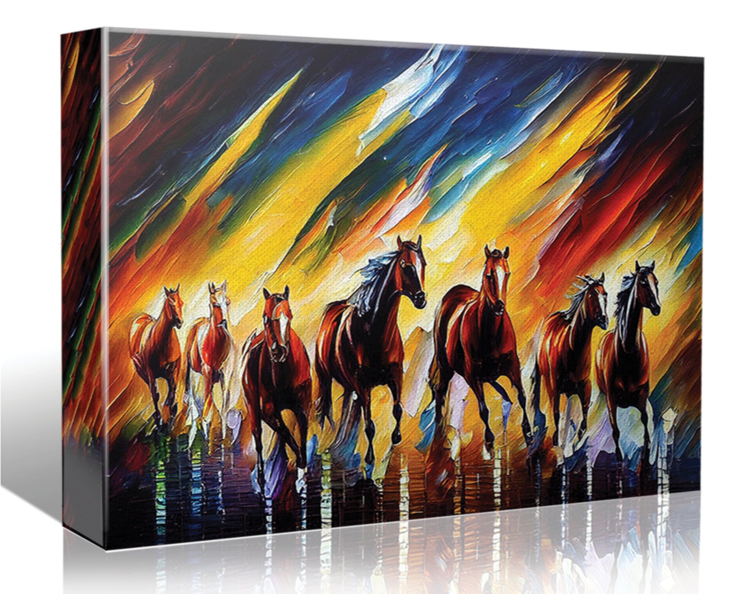 Wild Horses Canvas Print – Vibrant Horse Painting on Artist Grade Canvas