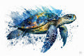 Sea Turtle Watercolor Art Print, Nursery Nautical Canvas Print, Undersea Animal Framed Kids Wall Art