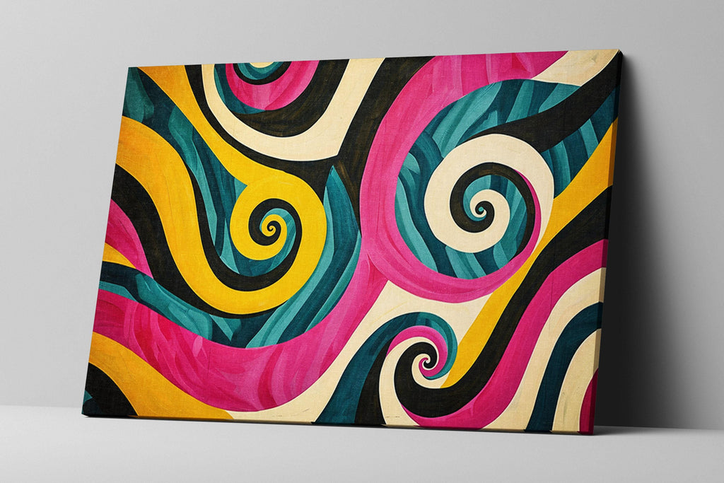 Pop Art Canvas - Large Abstract Swirl Painting | Gallery Wrapped, Ready to Hang